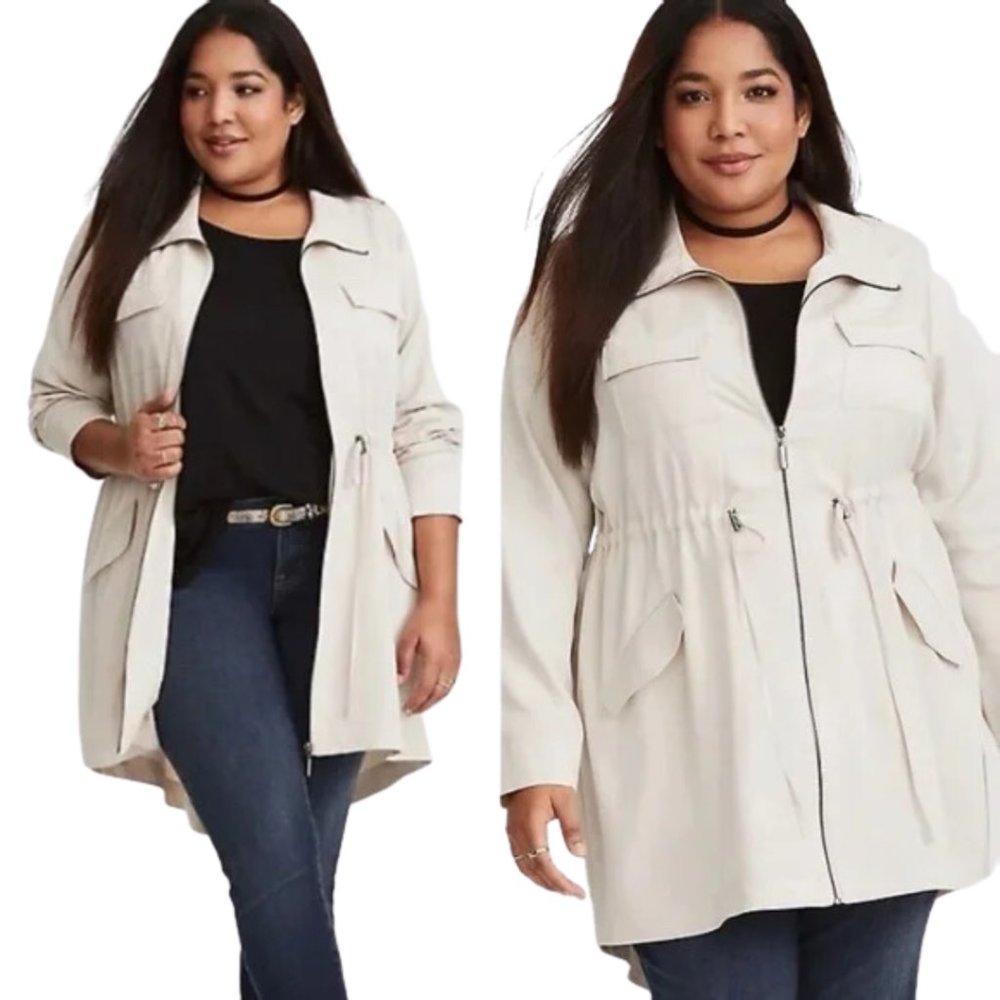 Torrid Tan Twill Drape Anorak Jacket NWOT